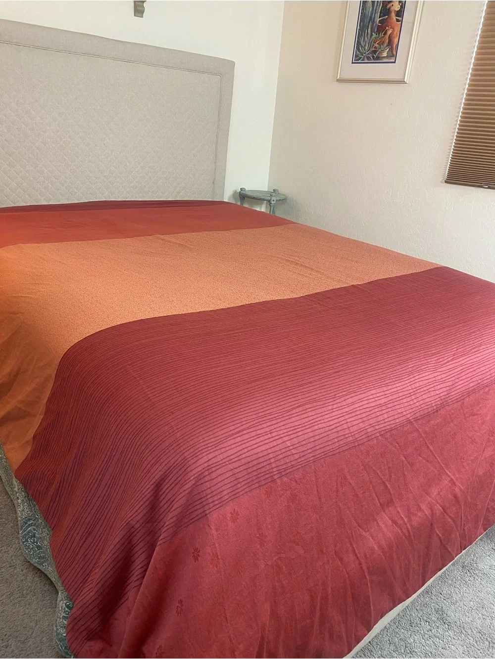 Calvin Klein Striped Comforter in Red and Orange RARE 2007 cotton weave